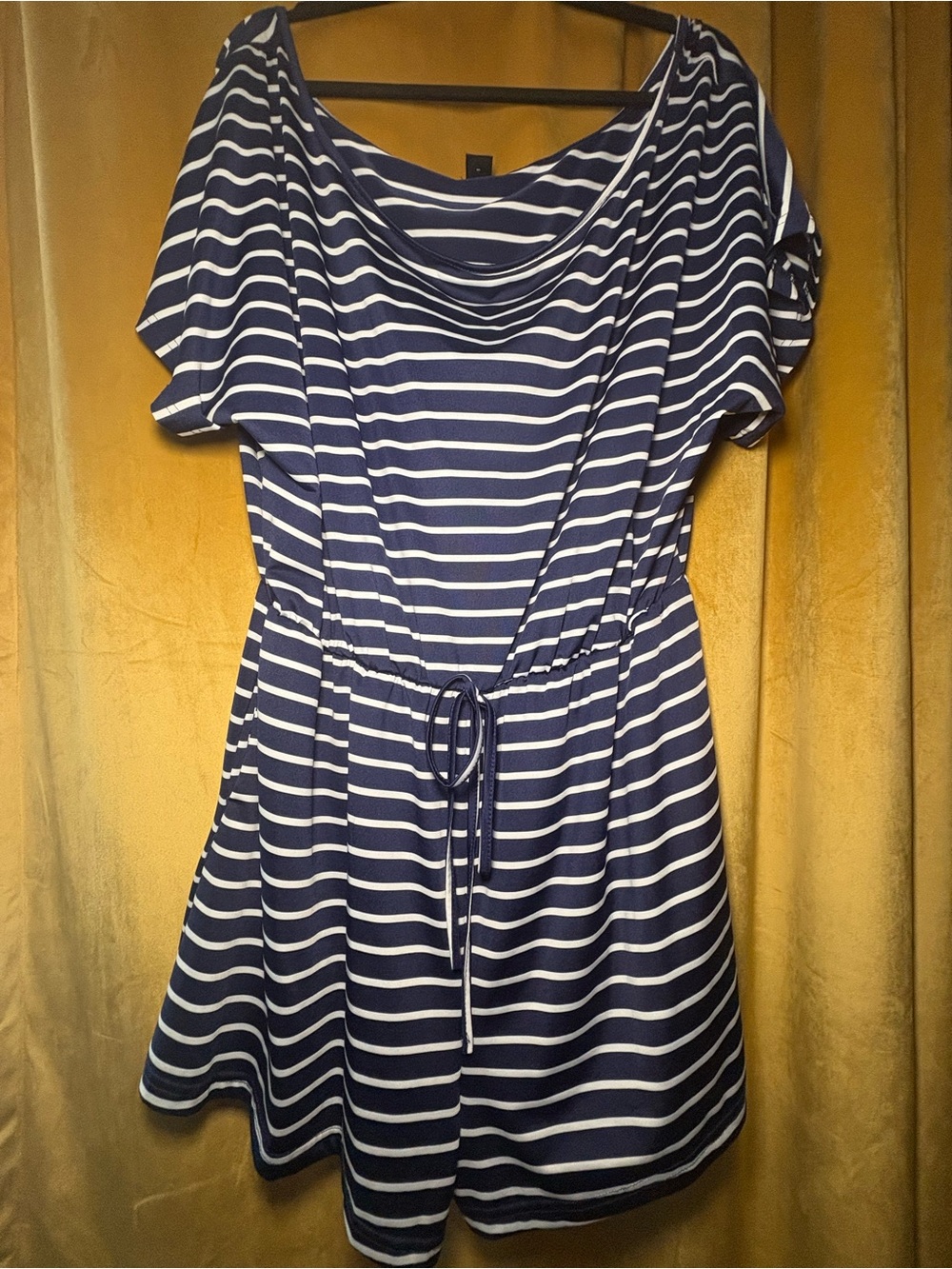SHEIN Navy and White Striped Top